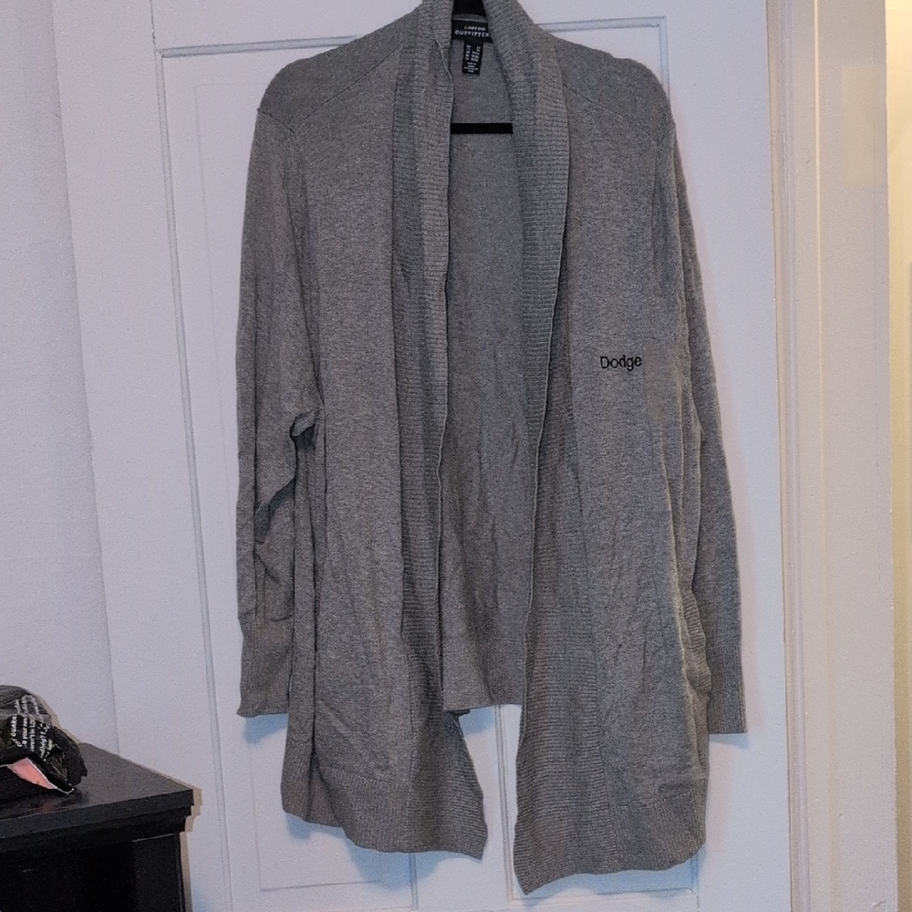 Lands' End Gray Cardigan Sweater Classic Knit
